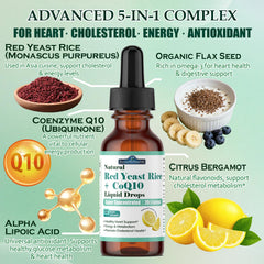 Packaging showing 100mg CoQ10 and Red Yeast Rice blend
