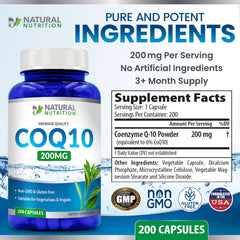 Energy support concept with CoQ10 supplement imagery