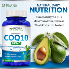 Generic Natural CoQ10 200mg bottle on white background
