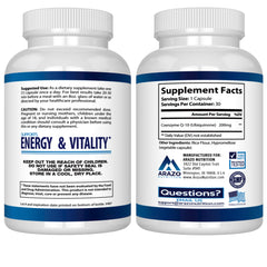 Close-up of 200mg CoQ10 capsules