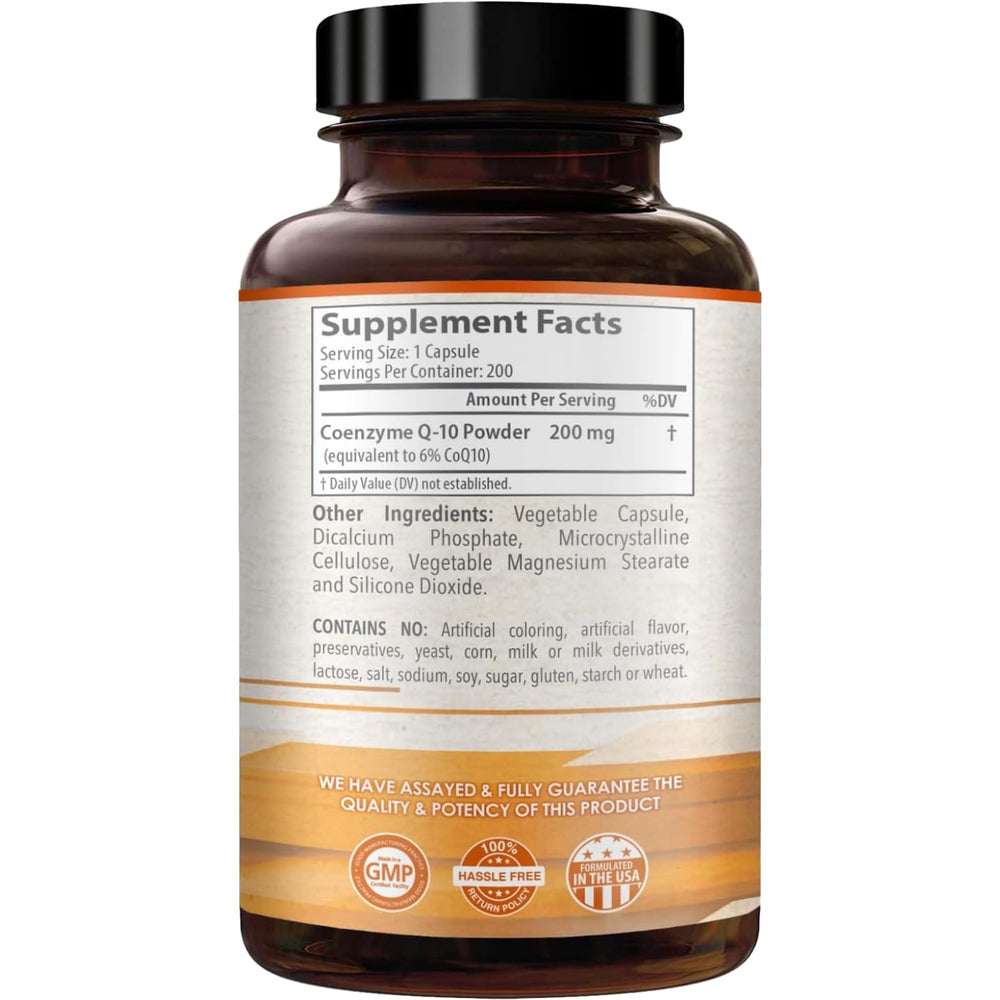 CoQ10 200mg daily consumption image with capsules