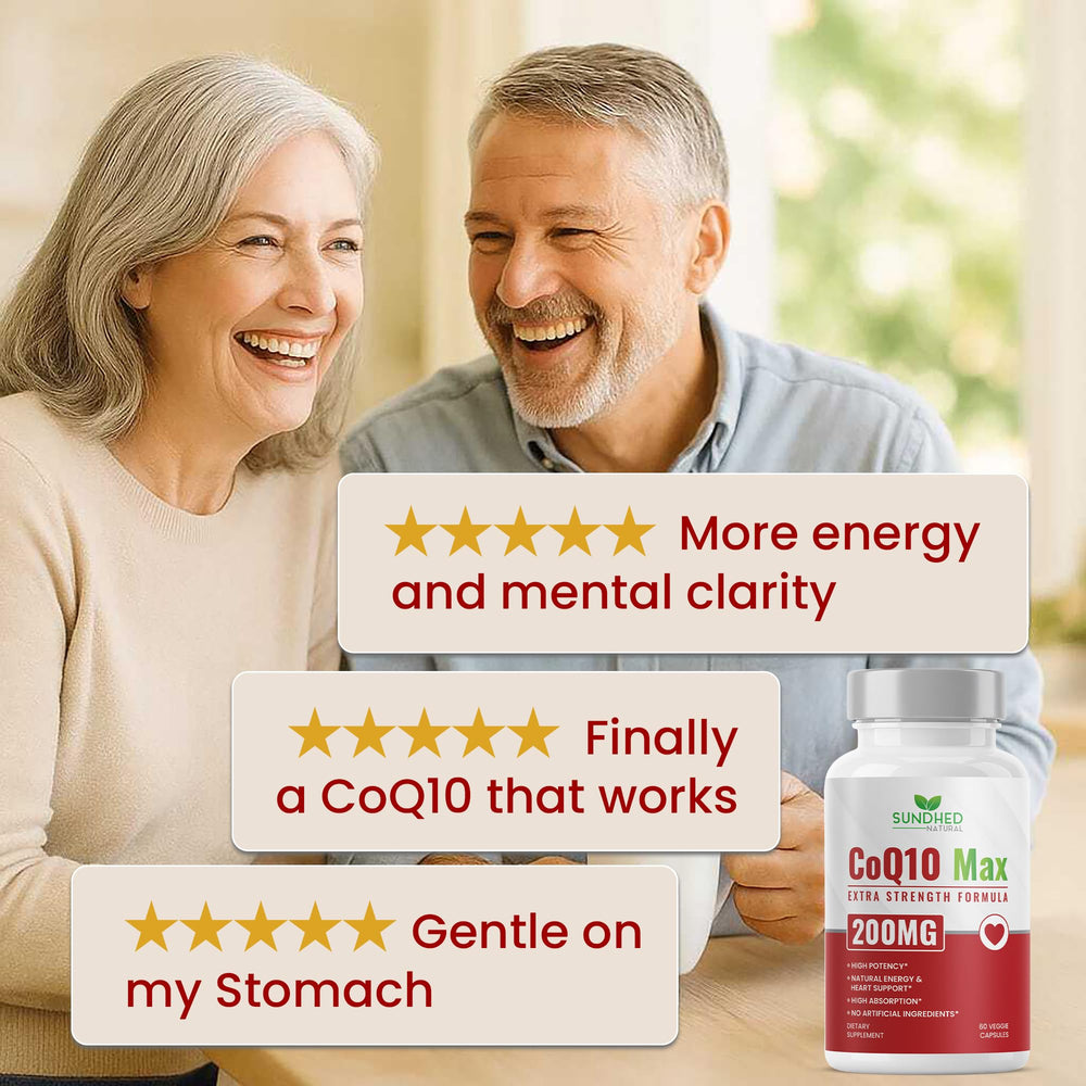 Vegan CoQ10 supplement with lifestyle imagery