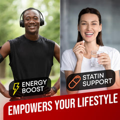 Infographic detailing CoQ10 absorption and energy benefits