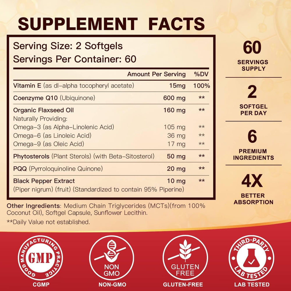 MCTs and black pepper extract ingredients supplement for CoQ10