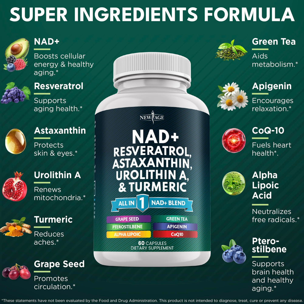CoQ10 and NAD+ antioxidant blend illustration