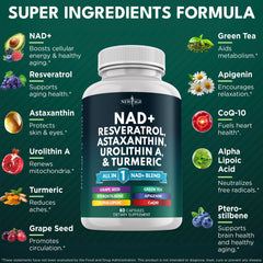CoQ10 and NAD+ antioxidant blend illustration