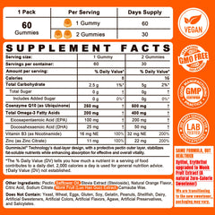 CoQ10 gummies highlight Omega-3 EPA and DHA content illustration