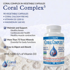 Close-up of Coral Complex 3 label highlighting 900 mg coral calcium