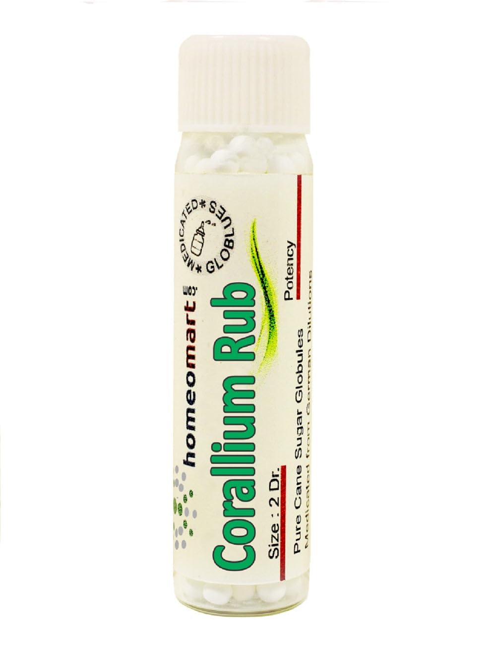 Close-up of Corallium Rubrum homeopathic dilutions pellets
