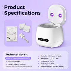 Cordless, rechargeable dental cleaner with wireless operation
