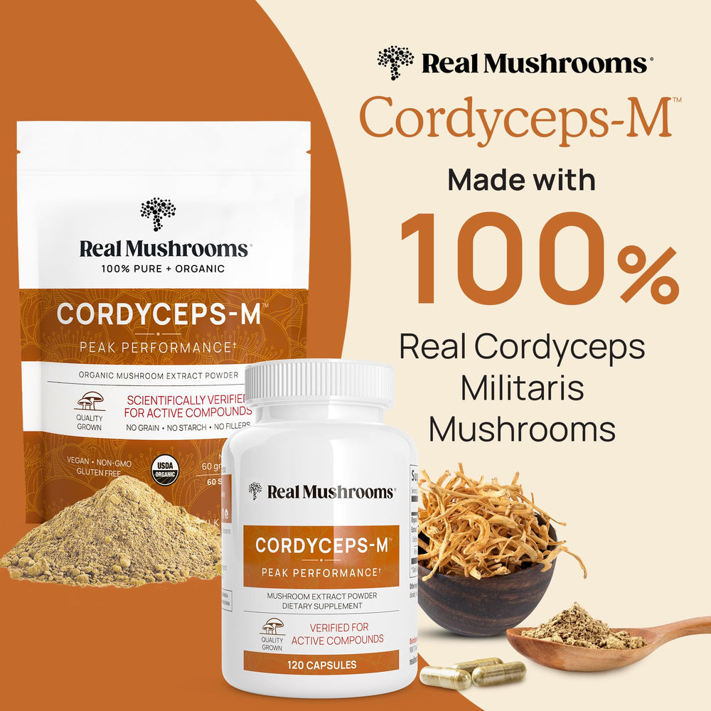 Close-up of pure cordyceps capsules showing no fillers