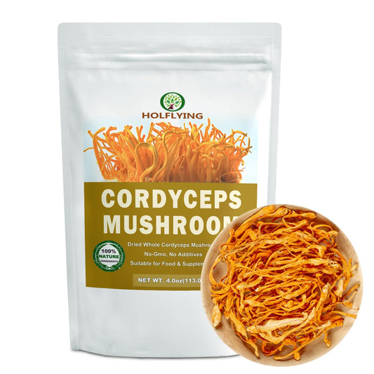 Front view of Dried Whole Cordyceps Mushroom 4 oz package