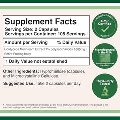 Cordyceps sinensis mushroom extract with 7% polysaccharides (alpha and beta glucans)