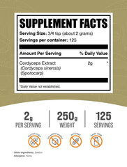 Cordyceps sinensis powder 2g serving size