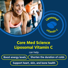 Core Med Science liposomal vitamin C softgels close-up highlighting smooth coating