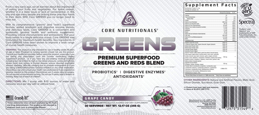 Greens & Reds blend with probiotics and digestive enzymes