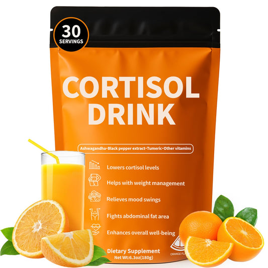 Front view of Cortisol Drink Powder container