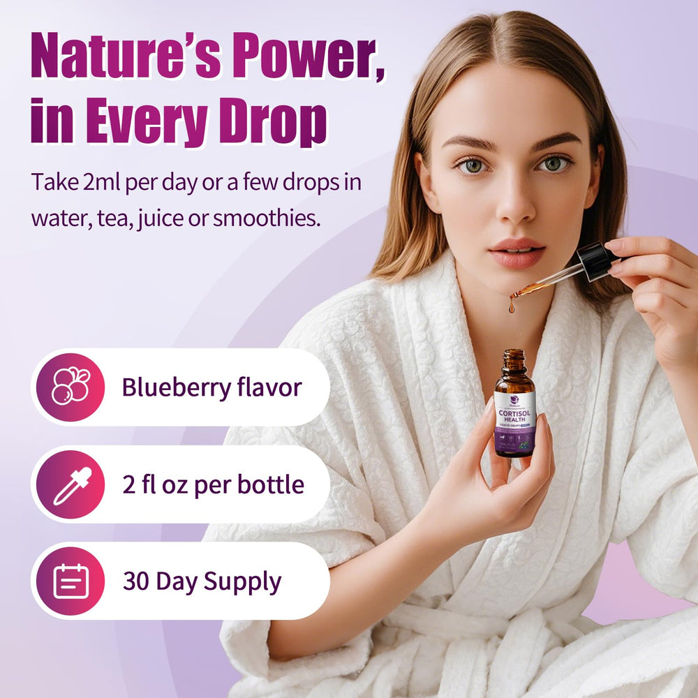 Packaging shot of Cortisol Drops Blueberry