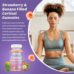 Strawberry banana filled center cortisol gummies