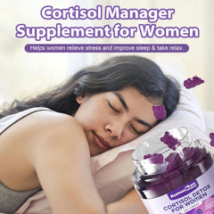 Relaxed, focused woman post-use of cortisol gummies