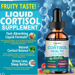 Fast-absorbing cortisol liquid drops dispensing illustration