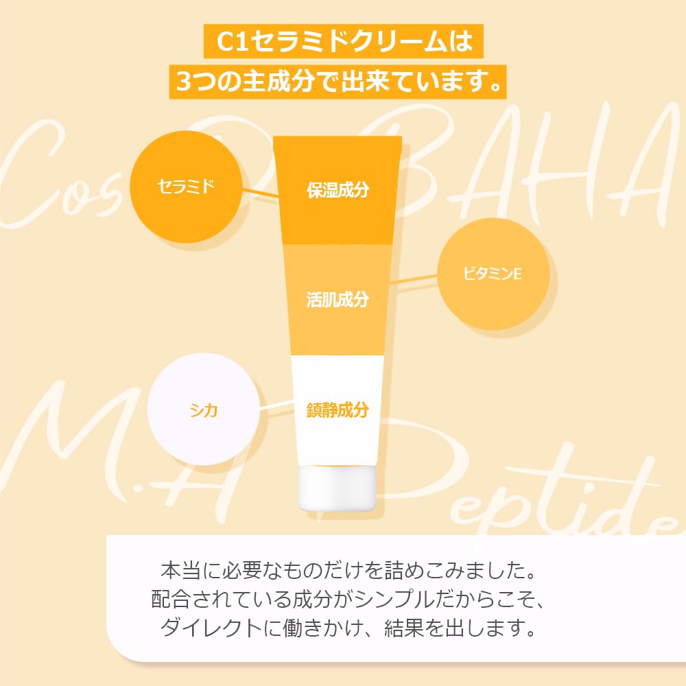 Cos De BAHA Ceramide Gel Cream 1% ingredients panel and ceramide NP 1%