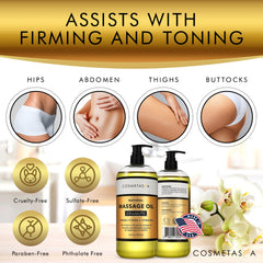 Massage oil being absorbed into skin during massage