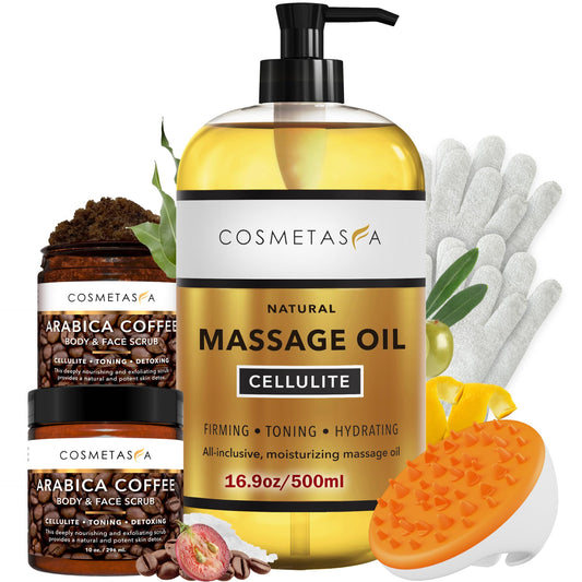 Cosmetasa Massage Oil Kit hero image showing all components