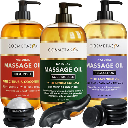 Cosmetasa Massage Oil Spa Gift Set for Women with Lavender oil