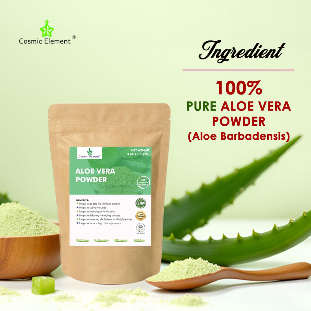 Cosmic Element Aloe Vera Powder for face and body moisturizer.
