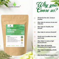 Cosmic Element Aloe Vera Powder supports hair care and scalp nourishment.