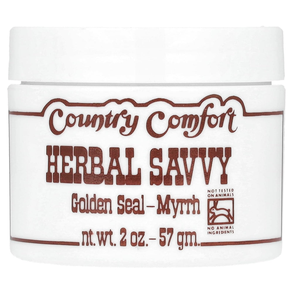 Country Comfort Herbal Savvy Goldenseal Myrrh Supplement bottle, 2 oz