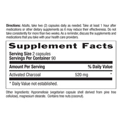 Close-up of Country Life Coconut Charcoal Capsules label