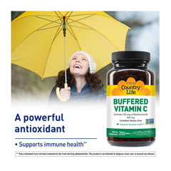Graphic highlighting bioflavonoids in Country Life Vitamin C supplement