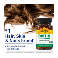 Biotin 1mg capsules with Country Life label