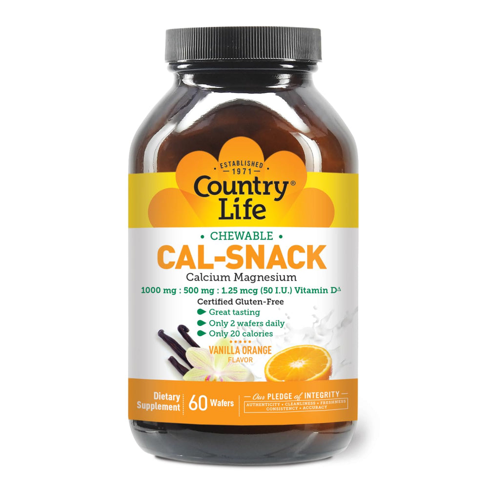 Country Life Cal-Snack bottle label with dairy-free and vegan claims
