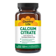 Nutrition facts label highlighting 500 mg calcium citrate and 2.5 mcg vitamin D per serving