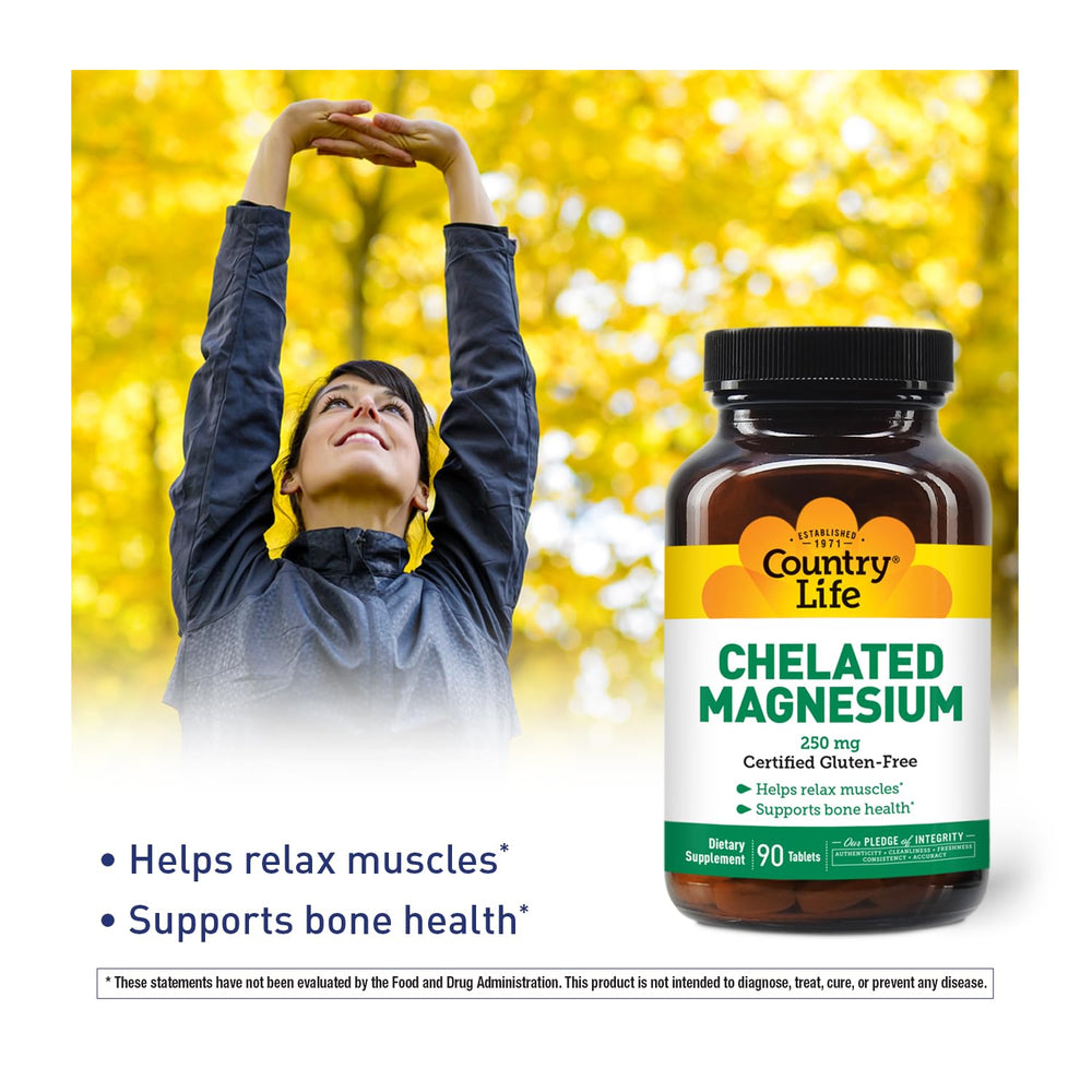 90-count bottle of Country Life Chelated Magnesium