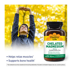 90-count bottle of Country Life Chelated Magnesium