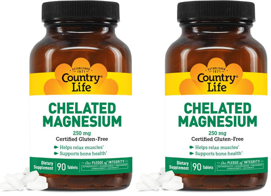 Front view of Country Life Chelated Magnesium 250mg pack
