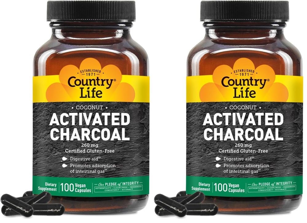 Hero image for Country Life Coconut Activated Charcoal 260mg – Pack of 2