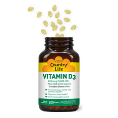 Country Life Vitamin D3 5000 IU bottle on white background