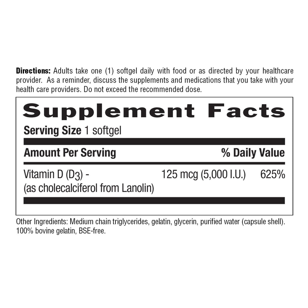 MCT base used in Country Life Vitamin D3 5000 IU supplement