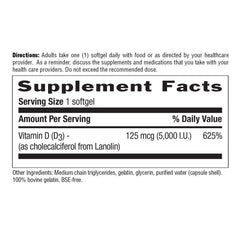 MCT base used in Country Life Vitamin D3 5000 IU supplement