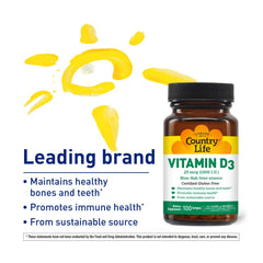 Country Life Vitamin D3 Non-Fish Softgels bottle front
