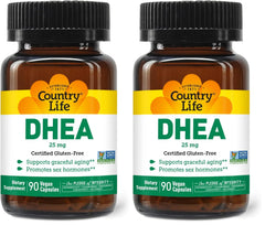 Front view of Country Life DHEA 25mg bottle