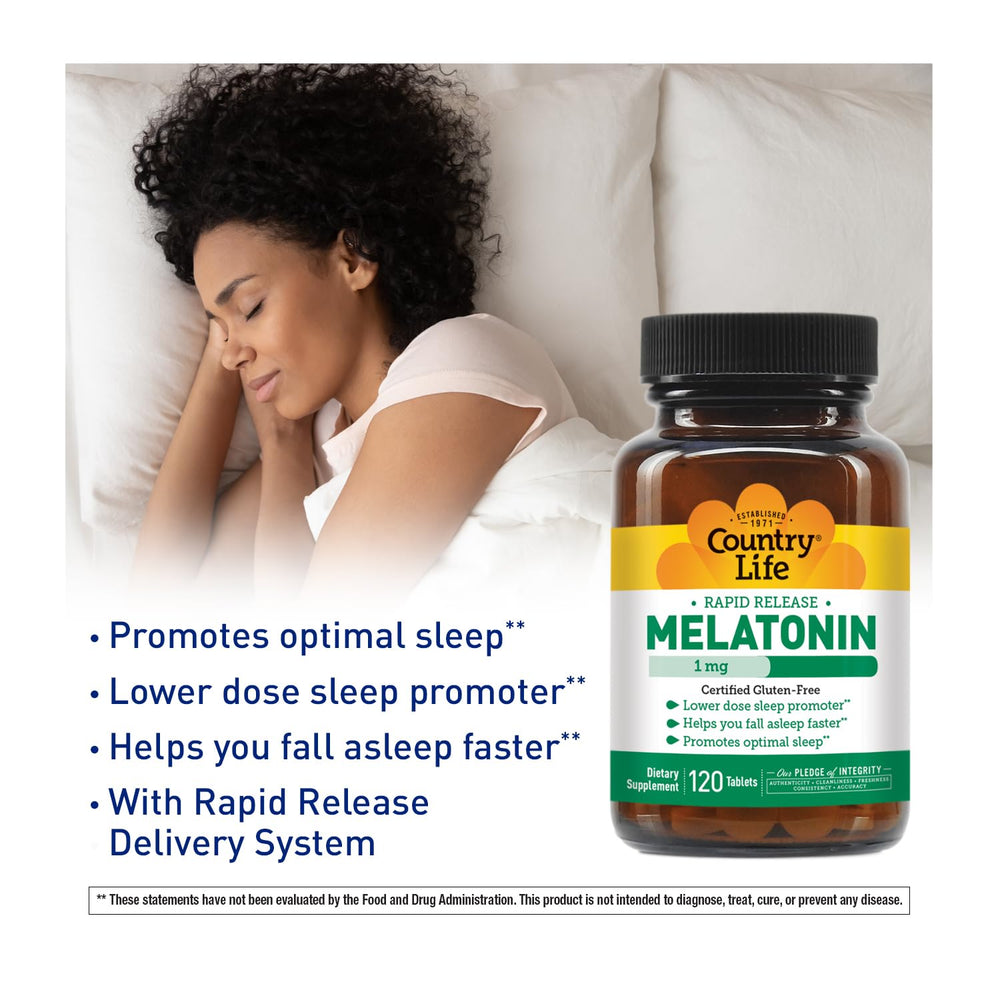 Country Life Melatonin Sleep Aid 1mg product label and packaging
