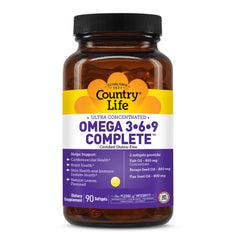 Front view of Country Life Omega 3-6-9 Complete bottle