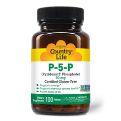 Side view of Country Life P-5-P Vitamin B6 bottle