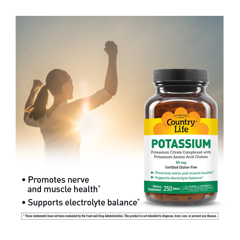 Nutrition label showing 99 mg potassium per tablet
